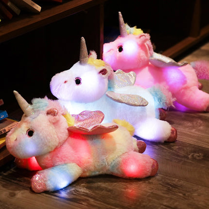 Bevingad enhörning gosedjur med LED