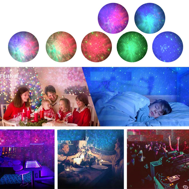 Färgglad galaxprojektor med nebulosamoln