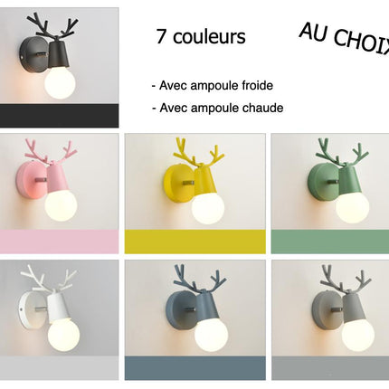Vägglampa för barnrum i metall hjort