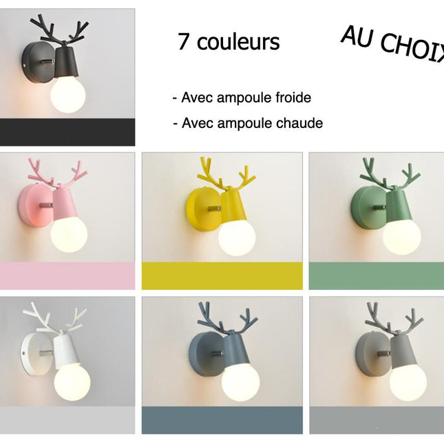 Vägglampa för barnrum i metall hjort