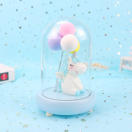 Nattlampa för barn enhörning i glaskupa