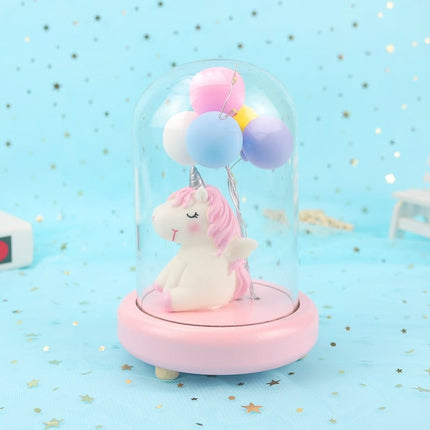Nattlampa för barn enhörning i glaskupa
