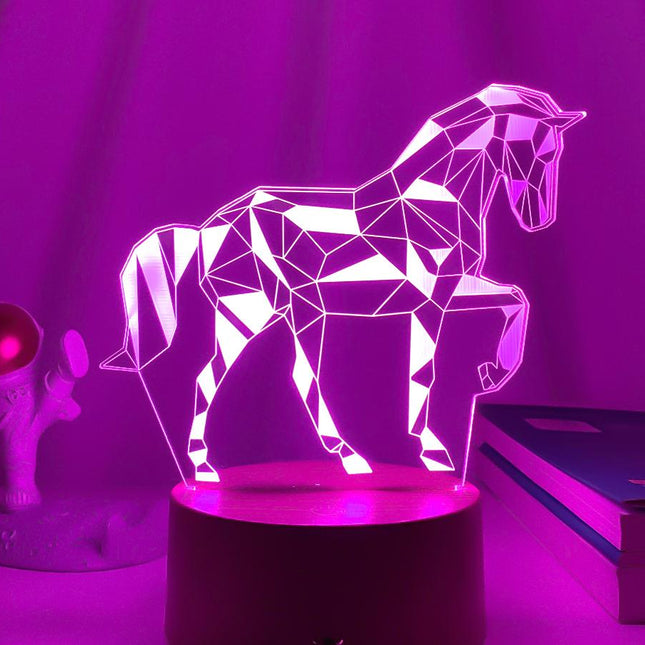 3D illusionslampa LED i form av häst