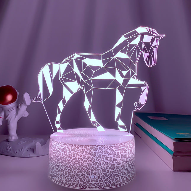 3D illusionslampa LED i form av häst