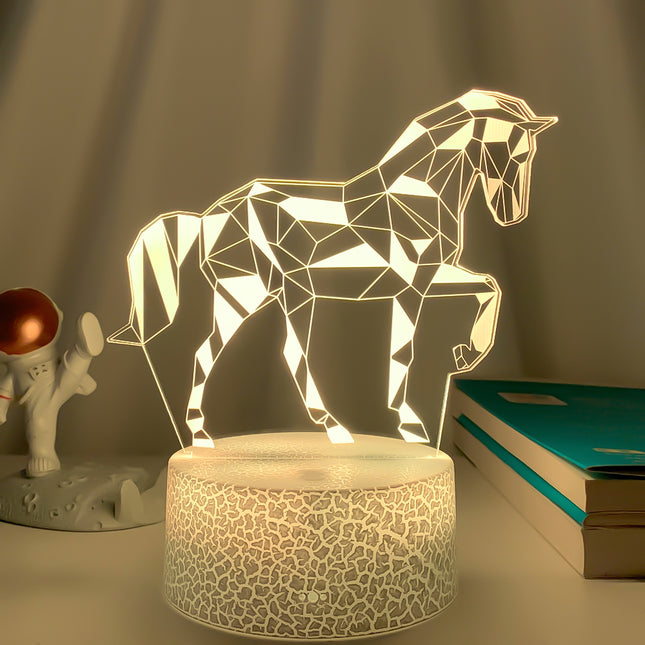 3D illusionslampa LED i form av häst