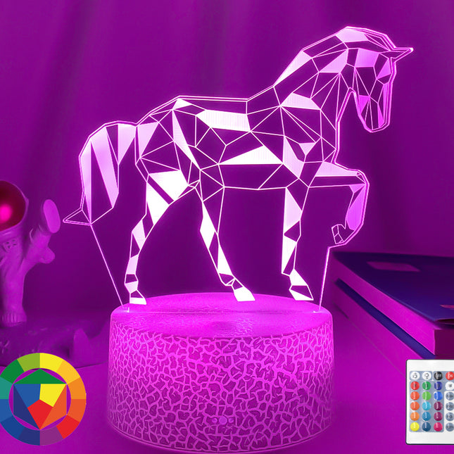 3D illusionslampa LED i form av häst