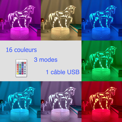 3D illusionslampa LED i form av häst