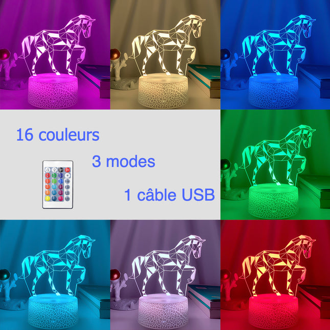 3D illusionslampa LED i form av häst