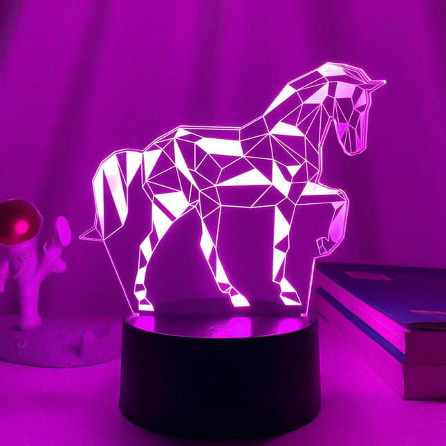3D illusionslampa LED i form av häst