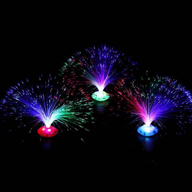 Fiberoptisk lampa med regnbågsfärger