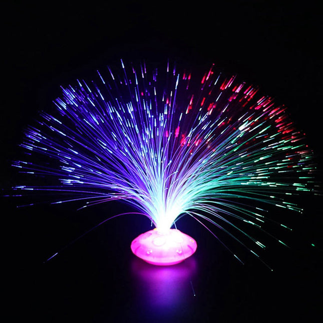 Fiberoptisk lampa med regnbågsfärger