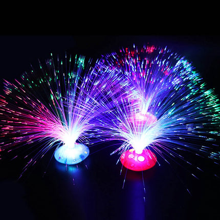 Fiberoptisk lampa med regnbågsfärger