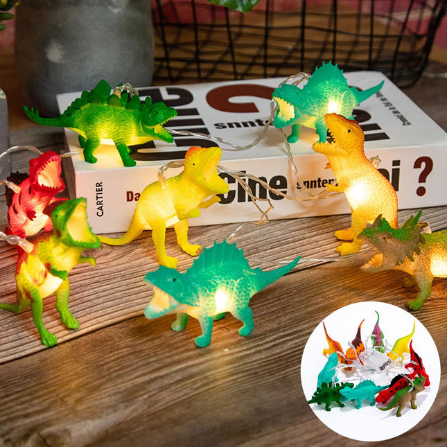 Ljusslinga med 10 LED dinosaurier