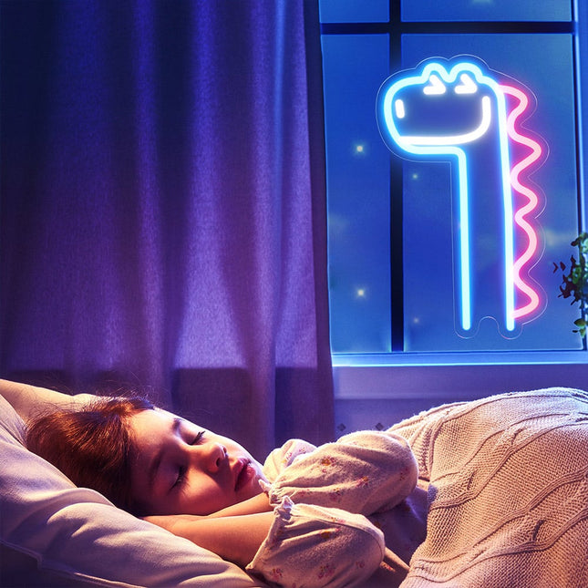 Neonlampa rolig dinosaurie för barnrum
