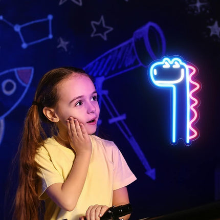 Neonlampa rolig dinosaurie för barnrum