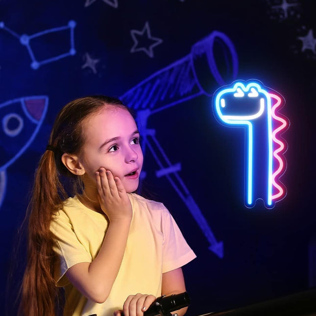 Neonlampa rolig dinosaurie för barnrum