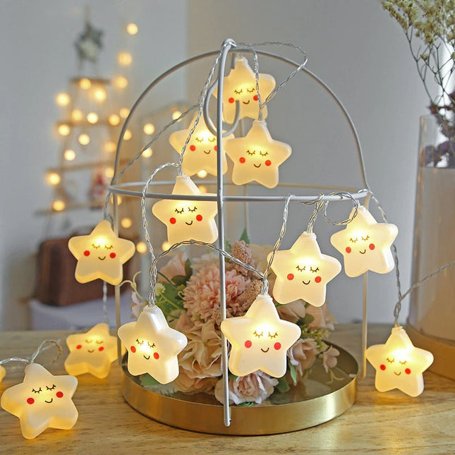 Ljusslinga med vita stjärnor för barnrum
