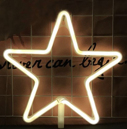 Gul neonlampa stjärna för väggdekoration