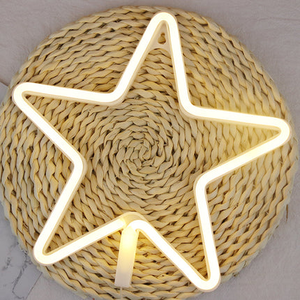 Gul neonlampa stjärna för väggdekoration