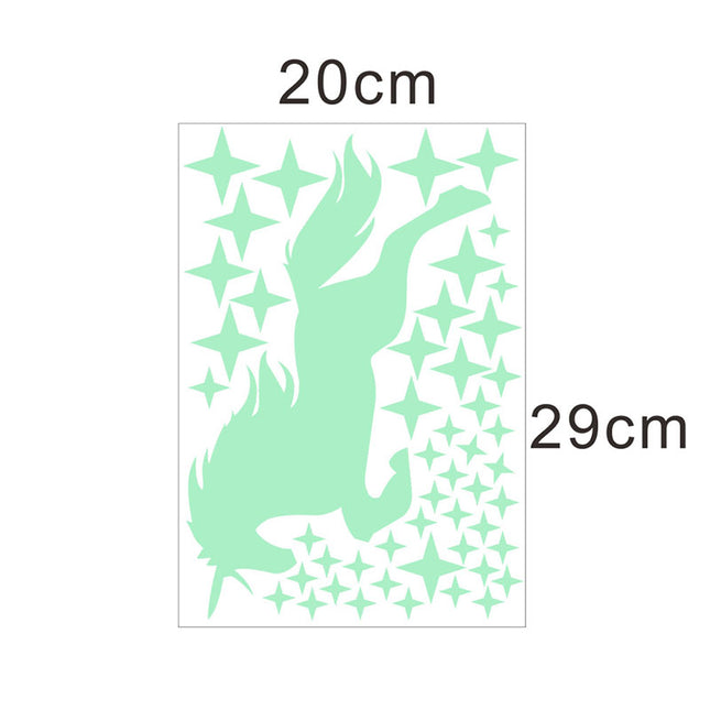 Självlysande väggklistermärken med enhörning