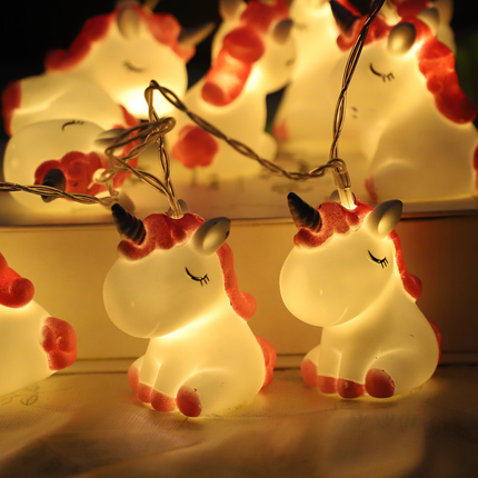 Ljusslinga med enhörningar för barnrum