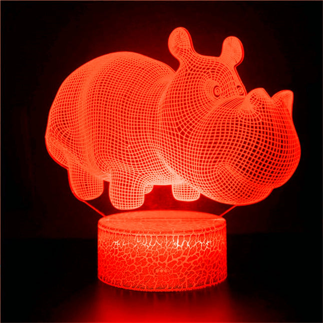 3D illusion nattlampa flodhäst fjärrkontroll