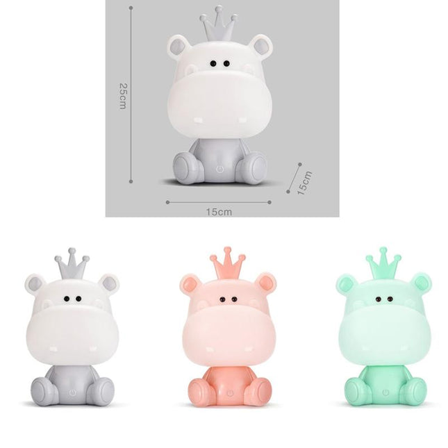 Söt flodhäst nattlampa med touch