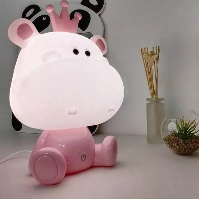 Söt flodhäst nattlampa med touch
