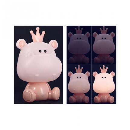 Söt flodhäst nattlampa med touch