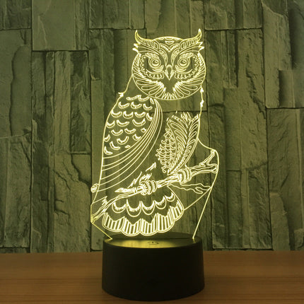 3D illusion LED-lampa i form av uggla
