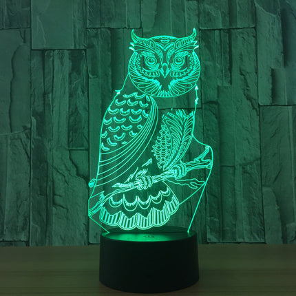 3D illusion LED-lampa i form av uggla