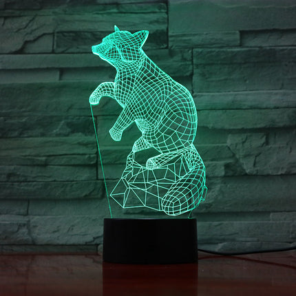3D nattlampa med optisk illusion räv