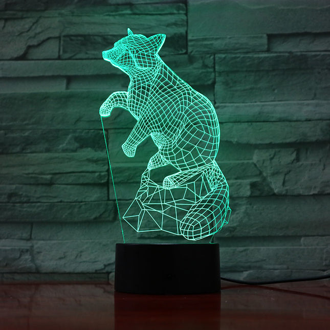 3D nattlampa med optisk illusion räv