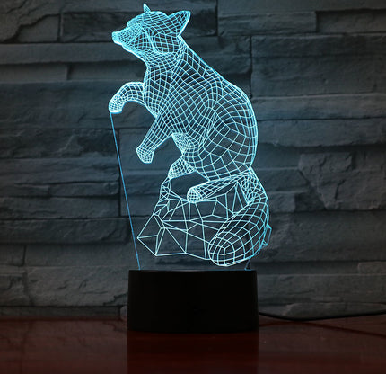 3D nattlampa med optisk illusion räv