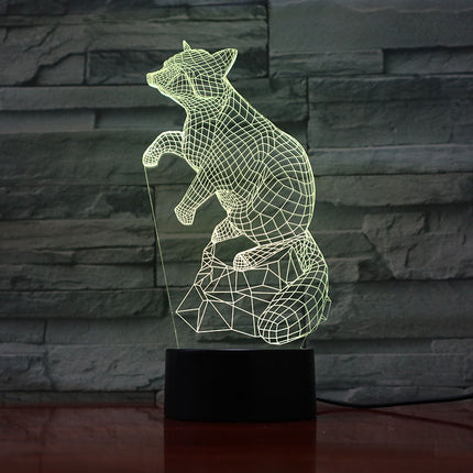 3D nattlampa med optisk illusion räv