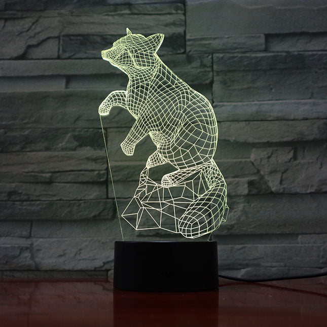 3D nattlampa med optisk illusion räv