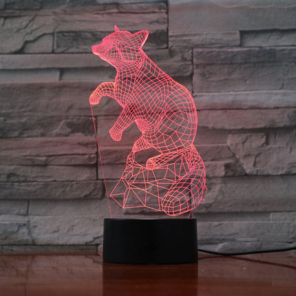 3D nattlampa med optisk illusion räv