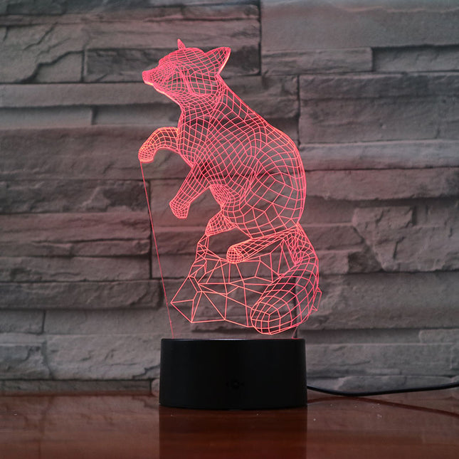 3D nattlampa med optisk illusion räv