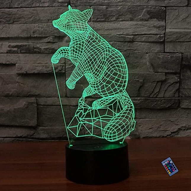 3D nattlampa med optisk illusion räv