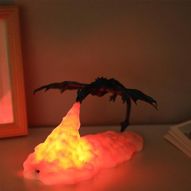 3D-printad nattlampa drake med eld