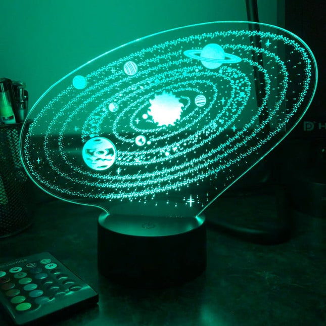 3D nattlampa med solsystemet för barn