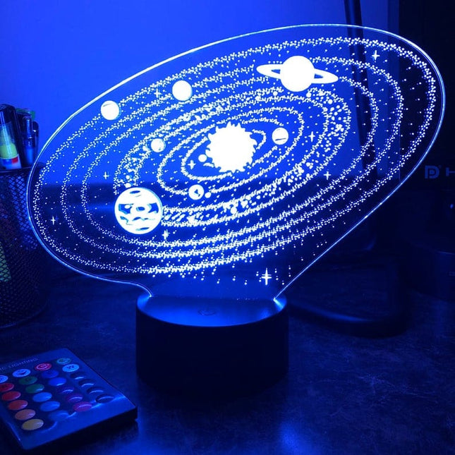 3D nattlampa med solsystemet för barn