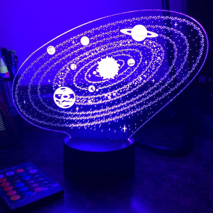 3D nattlampa med solsystemet för barn