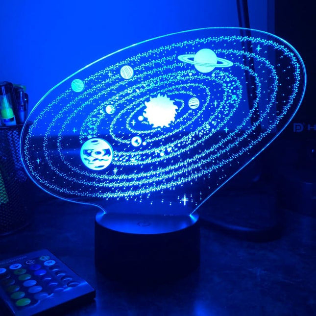 3D nattlampa med solsystemet för barn