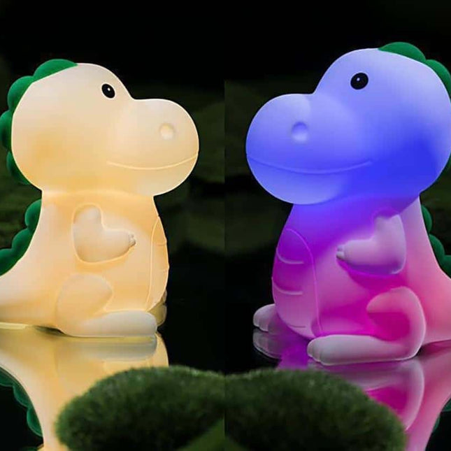 Färgskiftande dinosaurie nattlampa i silikon