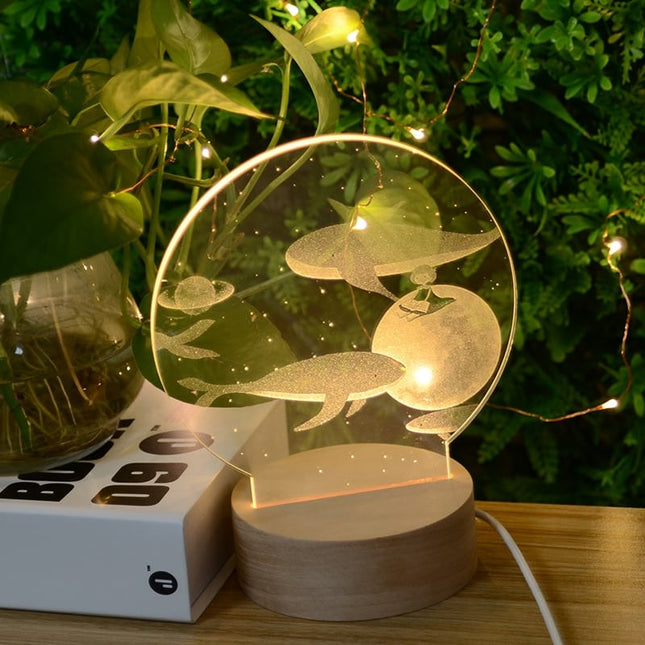 Sagolik LED nattlampa akryl med valar
