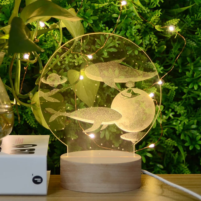 Sagolik LED nattlampa akryl med valar