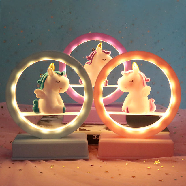 Bordslampa med enhörning i ring