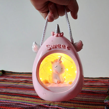 Pastellfärgad enhörning nattlampa för flickrum