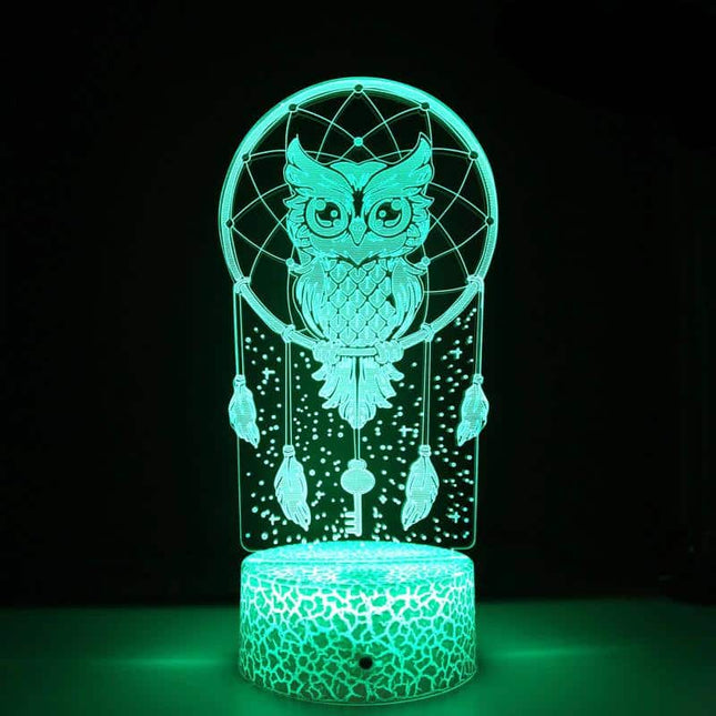 3D nattlampa uggla i drömfångare